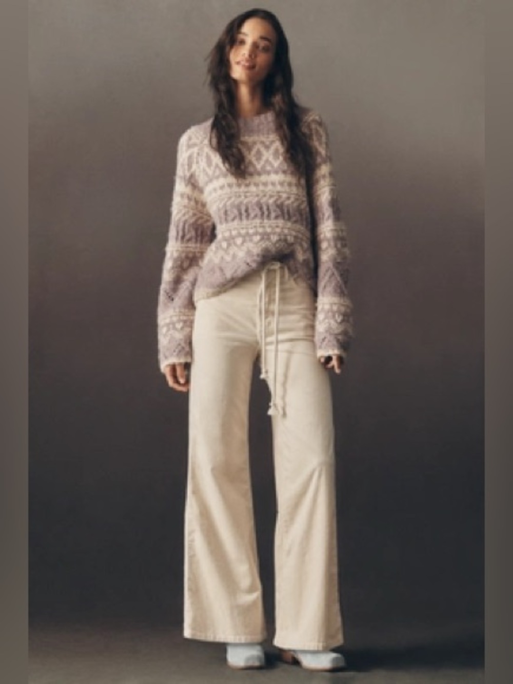 NWT The Robbie Corduroy High-Rise Flare Jeans by Pilcro Size 27 Ivory